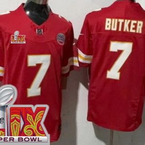 Kansas City Chiefs #7 Harrison Butker Limited Red Super Bowl LIX FUSE Vapor Jersey
