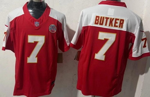 Kansas City Chiefs #7 Harrison Butker Red Thanksgiving FUSE Vapor Jersey