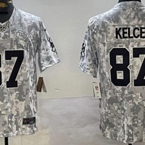 Kansas City Chiefs #87 Travis Kelce Limited Arctic Camo 2024 Salute to Service Jersey