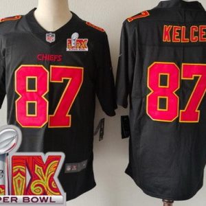 Kansas City Chiefs #87 Travis Kelce Limited Black Fashion Super Bowl LIX Vapor Jersey