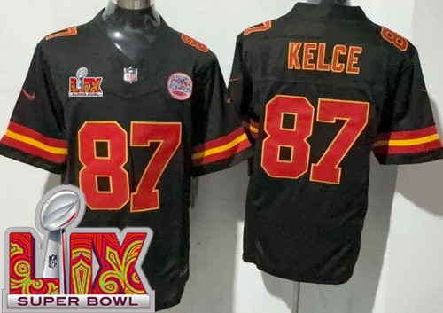 Kansas City Chiefs #87 Travis Kelce Limited Black Super Bowl LIX FUSE Vapor Jersey