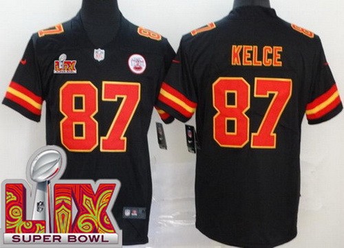 Kansas City Chiefs #87 Travis Kelce Limited Black Super Bowl LIX Vapor Jersey