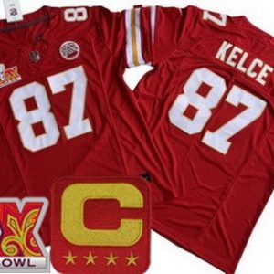 Kansas City Chiefs #87 Travis Kelce Limited Red C Patch Super Bowl LIX FUSE Vapor Jersey