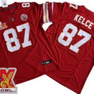 Kansas City Chiefs #87 Travis Kelce Limited Red Super Bowl LIX FUSE Vapor Jersey