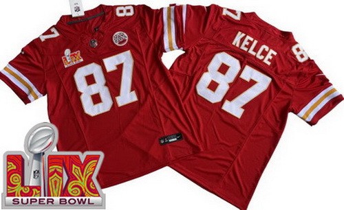 Kansas City Chiefs #87 Travis Kelce Limited Red Super Bowl LIX FUSE Vapor Jersey