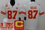 Kansas City Chiefs #87 Travis Kelce Limited White C Patch Super Bowl LIX Vapor Jersey