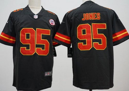 Kansas City Chiefs #95 Chris Jones Limited Black Fashion Vapor Jersey