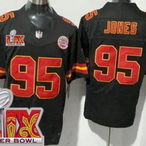 Kansas City Chiefs #95 Chris Jones Limited Black Super Bowl LIX FUSE Vapor Jersey
