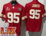 Kansas City Chiefs #95 Chris Jones Limited Red Super Bowl LIX FUSE Vapor Jersey