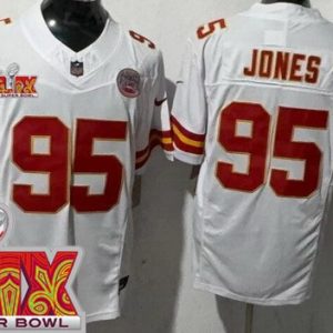 Kansas City Chiefs #95 Chris Jones Limited White Super Bowl LIX FUSE Vapor Jersey