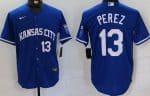 Kansas City Royals #13 Salvador Perez Royal Player Numbe Team Logo Cool Base Jersey