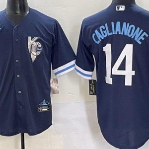 Kansas City Royals #14 Jac Caglianone Navy 2022 City Connect Cool Base Jersey