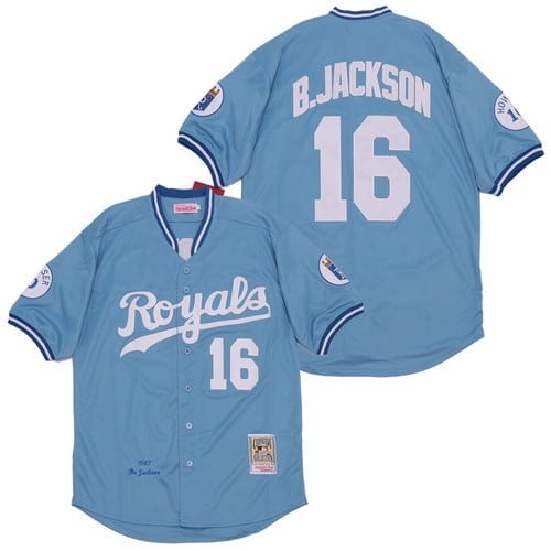 Kansas City Royals #16 Bo Jackson Light Blue 1987 Throwback Jersey