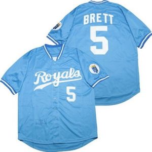 Kansas City Royals #5 George Brett Light Blue 1985 Throwback Jersey
