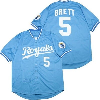 Kansas City Royals #5 George Brett Light Blue 1985 Throwback Jersey