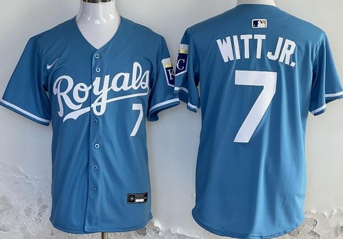Kansas City Royals #7 Bobby Witt Jr Light Blue Limited Jersey