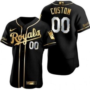 Kansas City Royals Customized Black Gold Authentic Jersey