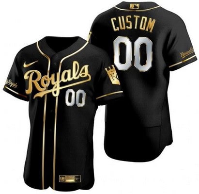 Kansas City Royals Customized Black Gold Authentic Jersey