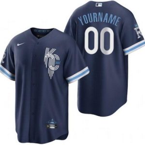 Kansas City Royals Customized Navy 2022 City Connect Cool Base Jersey
