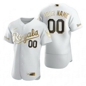 Kansas City Royals Customized White Gold 2020 FlexBase Jersey