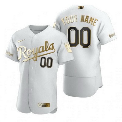 Kansas City Royals Customized White Gold 2020 FlexBase Jersey