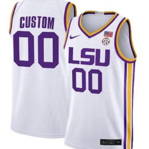 LSU Tigers Customized White College Basketball Jersey