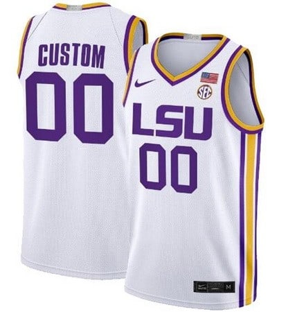 LSU Tigers Customized White College Basketball Jersey