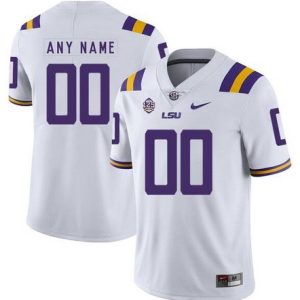LSU Tigers Customized White Rush College Football Jersey