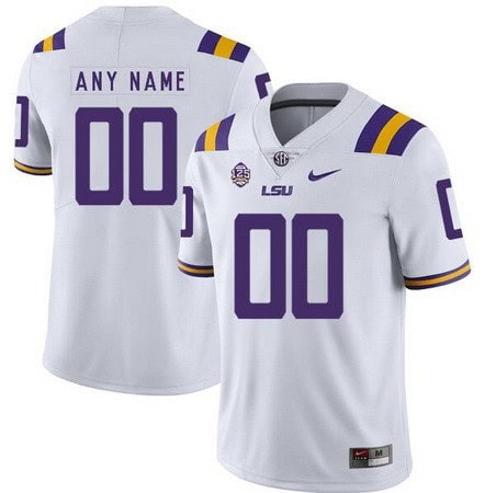 LSU Tigers Customized White Rush College Football Jersey