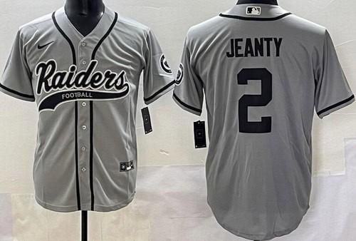 Las Vegas Raiders #2 Ashton Jeanty Limited Gray Fashion Baseball Jersey