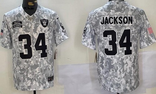 Las Vegas Raiders #34 Bo Jackson Limited Arctic Camo 2024 Salute to Service Jersey
