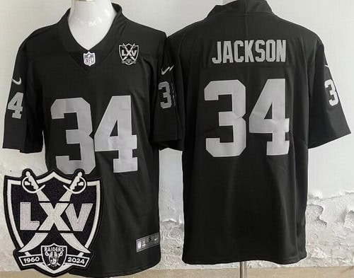 Las Vegas Raiders #34 Bo Jackson Limited Black 65th Season Vapor Jersey