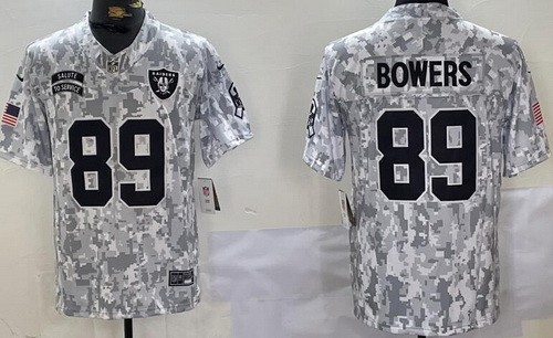 Las Vegas Raiders #89 Brock Bowers Limited Arctic Camo 2024 Salute to Service Jersey