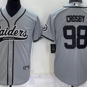 Las Vegas Raiders #98 Maxx Crosby Gray Baseball Jersey