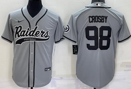 Las Vegas Raiders #98 Maxx Crosby Gray Baseball Jersey