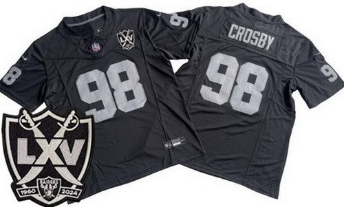 Las Vegas Raiders #98 Maxx Crosby Limited Black 65th Season FUSE Vapor Jersey
