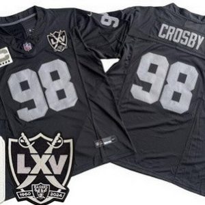Las Vegas Raiders #98 Maxx Crosby Limited Black C Patch 65th Season FUSE Vapor Jersey