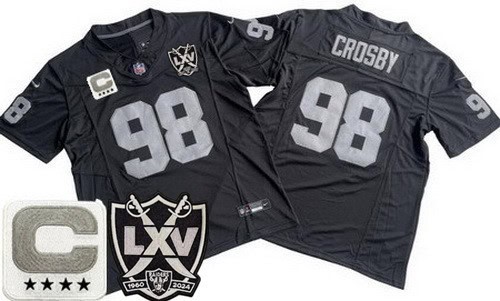 Las Vegas Raiders #98 Maxx Crosby Limited Black C Patch 65th Season FUSE Vapor Jersey