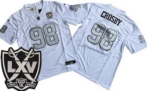 Las Vegas Raiders #98 Maxx Crosby Limited White Alternate 65th Season FUSE Vapor Jersey