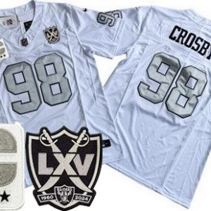 Las Vegas Raiders #98 Maxx Crosby Limited White Alternate C Patch 65th Season FUSE Vapor Jersey