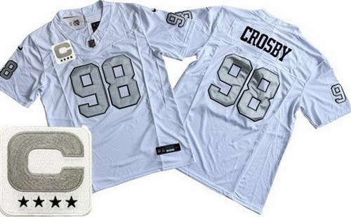 Las Vegas Raiders #98 Maxx Crosby Limited White Alternate C Patch FUSE Vapor Jersey