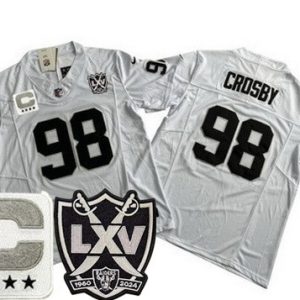 Las Vegas Raiders #98 Maxx Crosby Limited White C Patch 65th Season FUSE Vapor Jersey