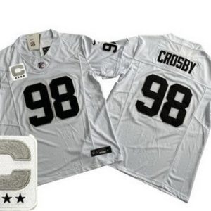 Las Vegas Raiders #98 Maxx Crosby Limited White C Patch FUSE Vapor Jersey