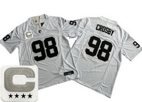 Las Vegas Raiders #98 Maxx Crosby Limited White C Patch FUSE Vapor Jersey