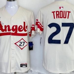 Los Angeles Angels #27 Mike Trout Cream City Limited Jersey