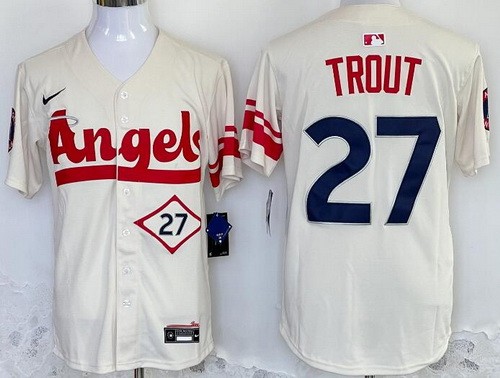 Los Angeles Angels #27 Mike Trout Cream City Limited Jersey
