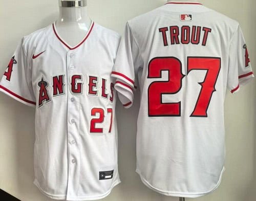 Los Angeles Angels #27 Mike Trout White Limited Jersey