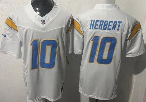 Los Angeles Chargers #10 Justin Herbert Limited White FUSE Vapor Jersey