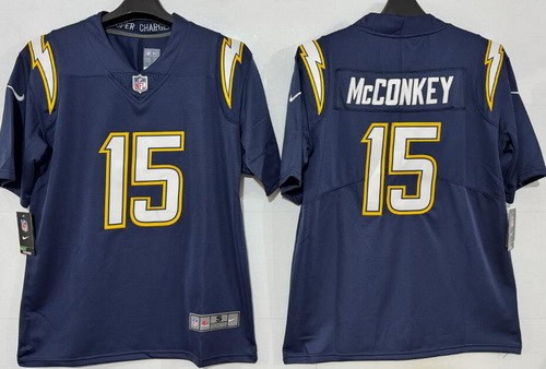 Los Angeles Chargers #15 Ladd McConkey Limited Navy Vapor Jersey
