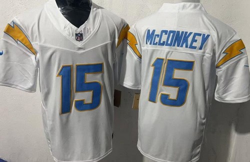 Los Angeles Chargers #15 Ladd McConkey Limited White FUSE Vapor Jersey
